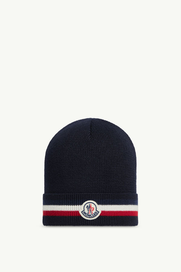 Bonnet Moncler Tricolore Bleu Marine