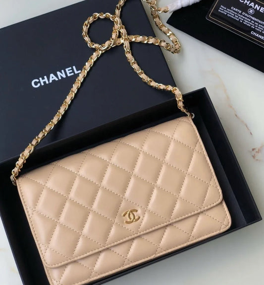 Sac Chanel Wallet On Chain Beige
