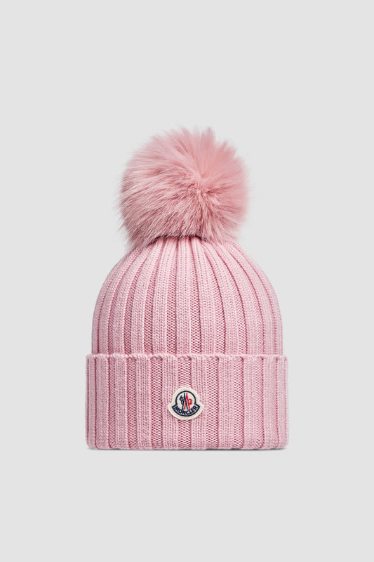 Bonnet Moncler avec pompon Rose