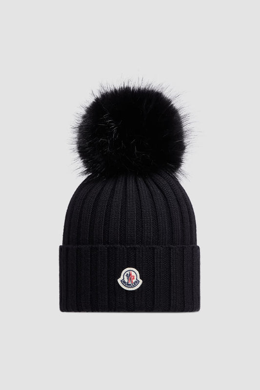 Bonnet Moncler avec pompon Noir